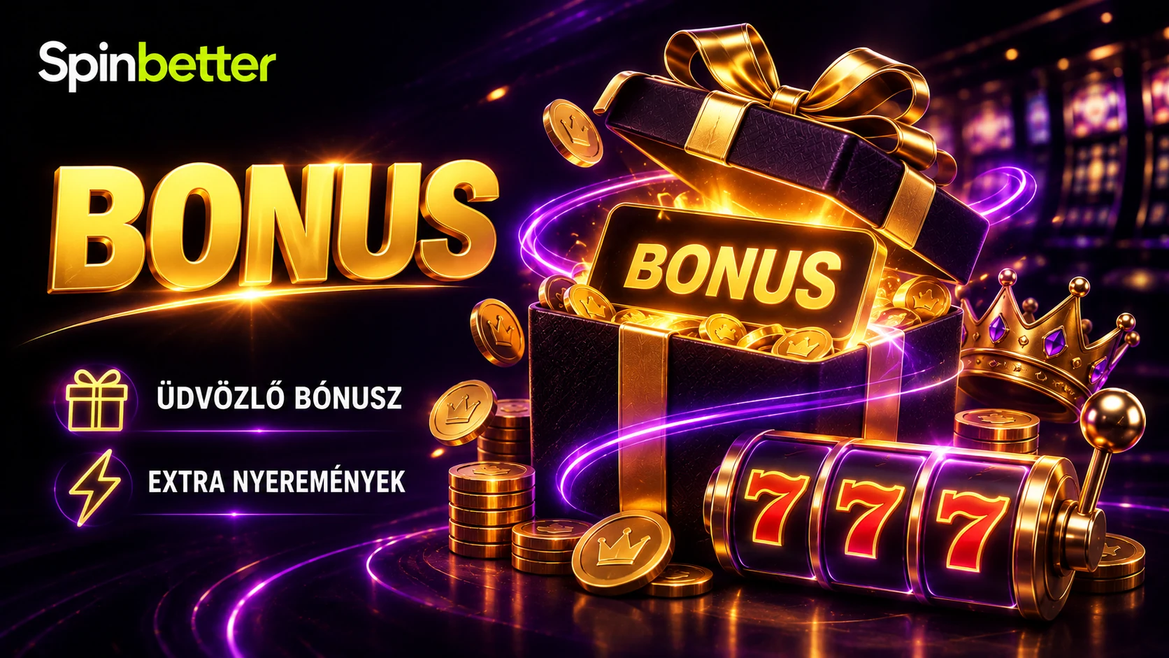 A SpinBetter welcome bonus négy lépcsője